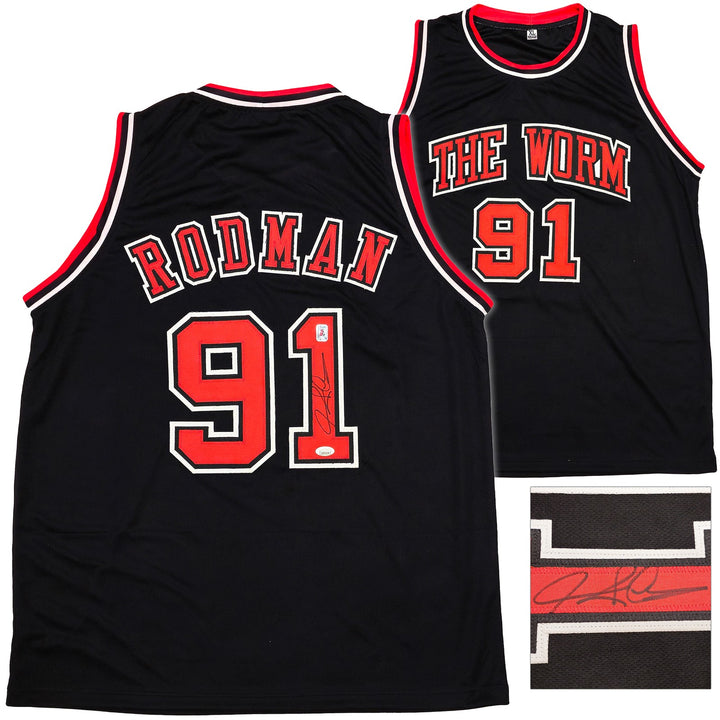 Chicago Bulls Dennis Rodman Autographed Signed Black Jersey JSA