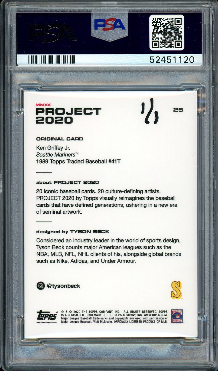 Ken Griffey Jr. Signed Topps Project 2020 Tyson Beck Card 25 HOF 16 #1/1 PSA/DNA