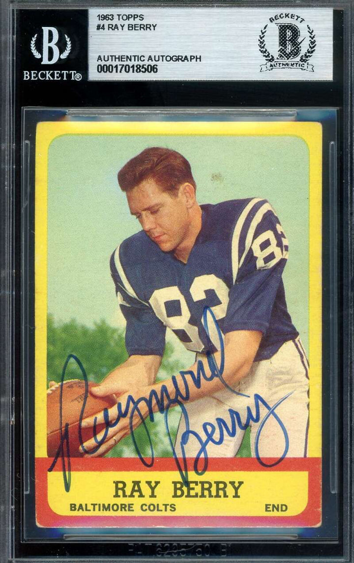 Raymond Berry Beckett BAS Signed 1963 Topps Autograph
