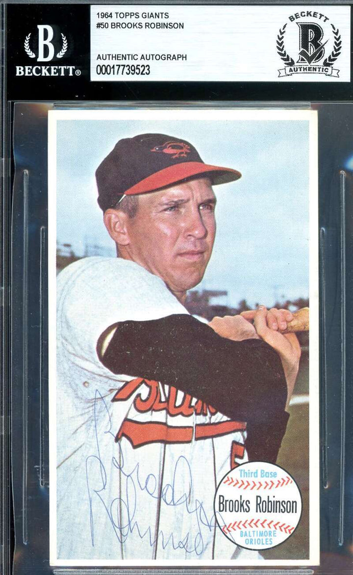 Brooks Robinson Beckett BAS Signed 1964 Topps Giants Autograph