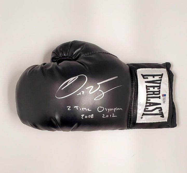 Oscar Valdez signed "2 Time Olympian" Everlast Boxing Glove Beckett BAS Holo
