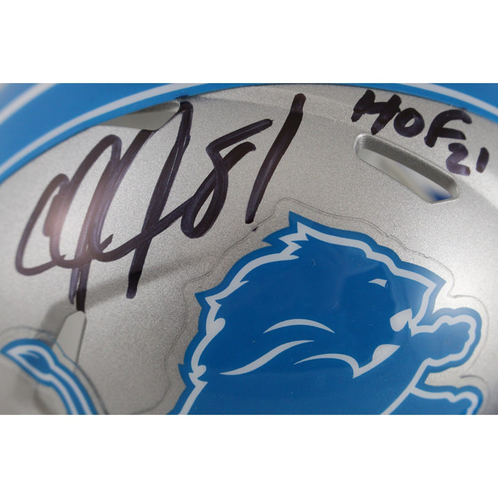 Calvin Johnson Autographed/Signed Detroit Lions Mini Helmet HOF Beckett 53632