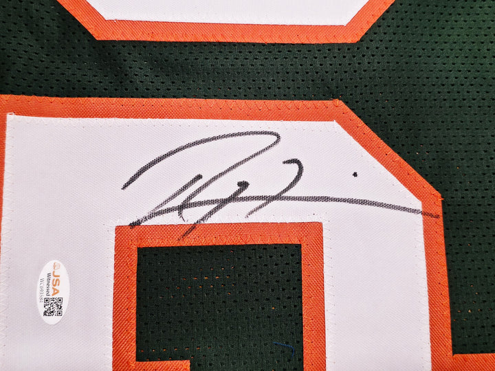 Miami Hurricanes Ray Lewis Signed Green Jersey JSA Witness