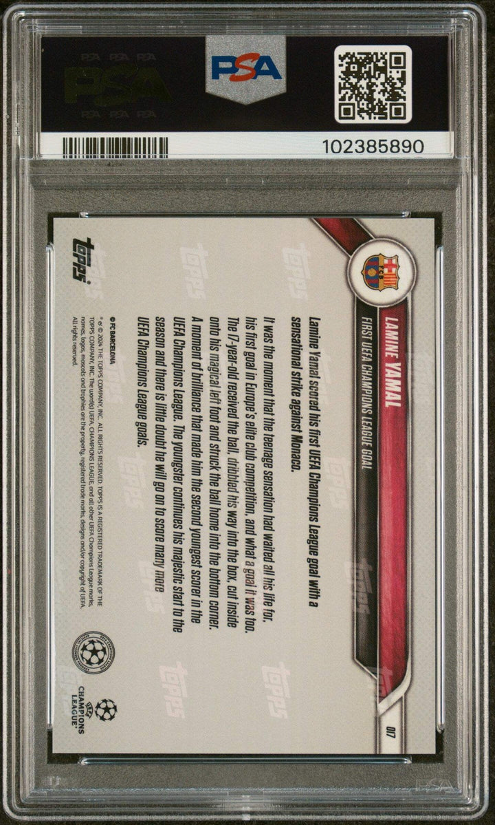 Graded 2024 Topps Now Lamine Yamal #17 Rookie RC Soccer Card PSA 10 Gem Mint