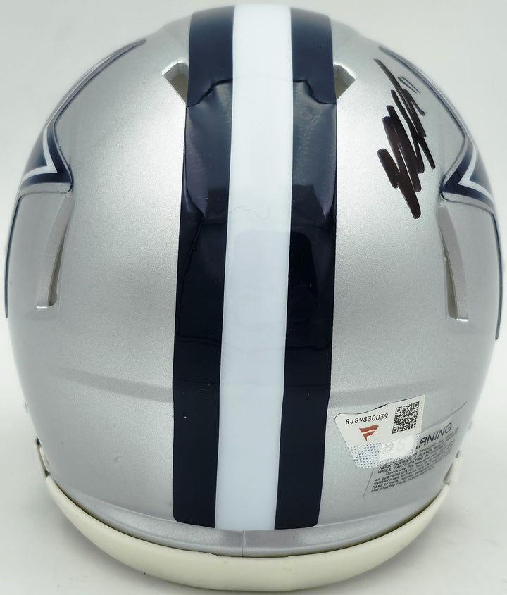 Micah Parson Signed Dallas Cowboys Silver Speed Mini Helmet Fanatics Holo