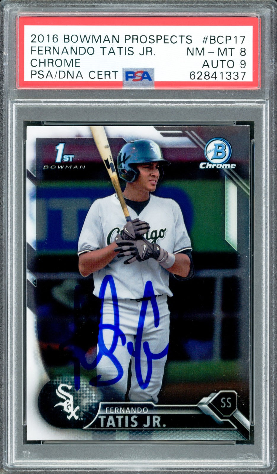 Fernando Tatis Jr Auto 2016 Bowman Chrome Prospects RC BCP17 PSA 8 Auto Mint 9