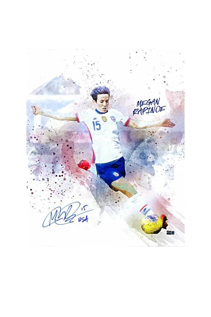 Megan Rapinoe Autographed & Inscr. "USA" Watercolor 16x20 Photo