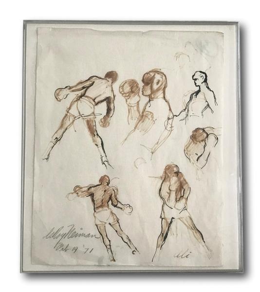 Original 1/1 Leroy Neiman Drawing Of Muhammad Ali JSA COA Autograph