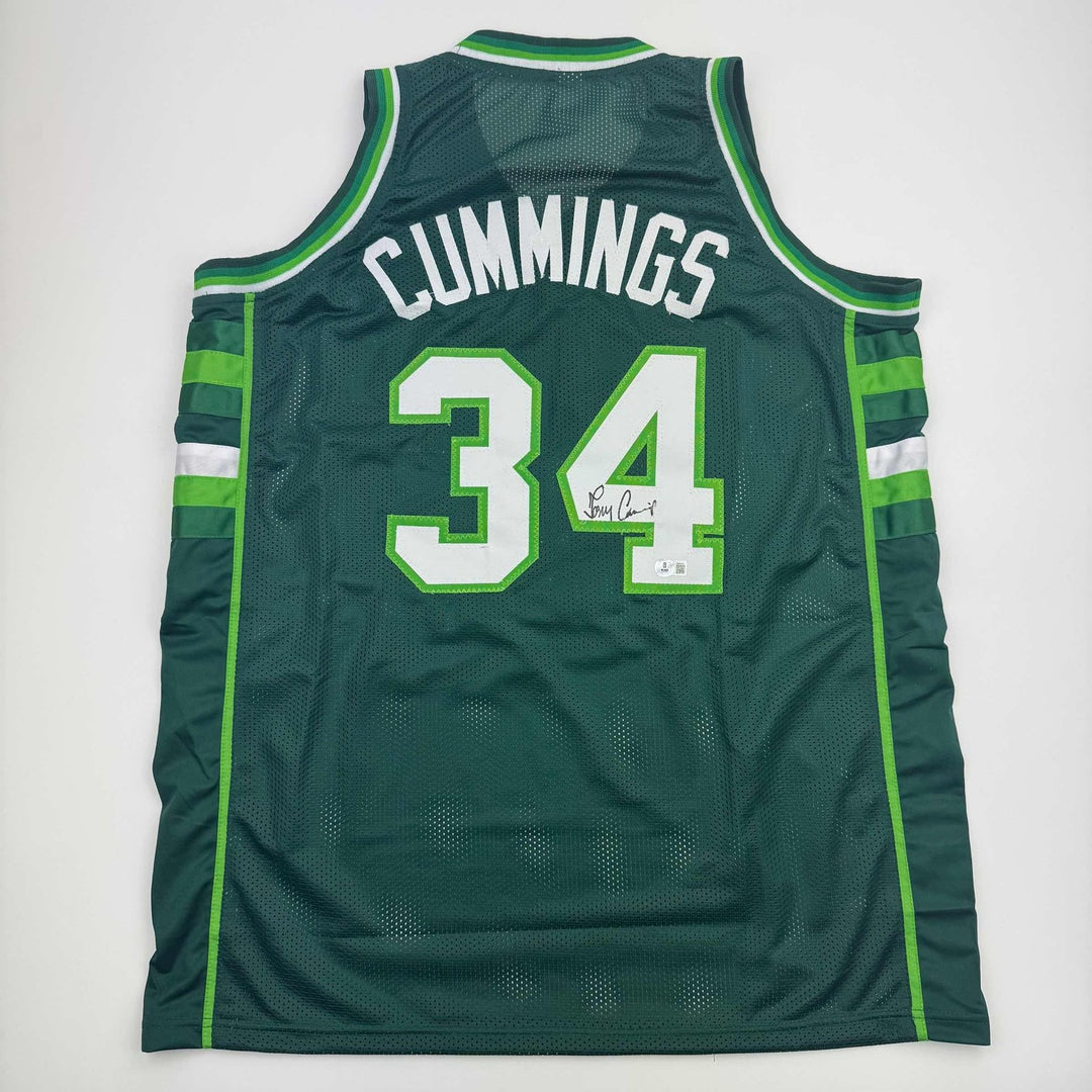 Autographed/Signed Terry Cummings Milwaukee Green Jersey Beckett BAS COA