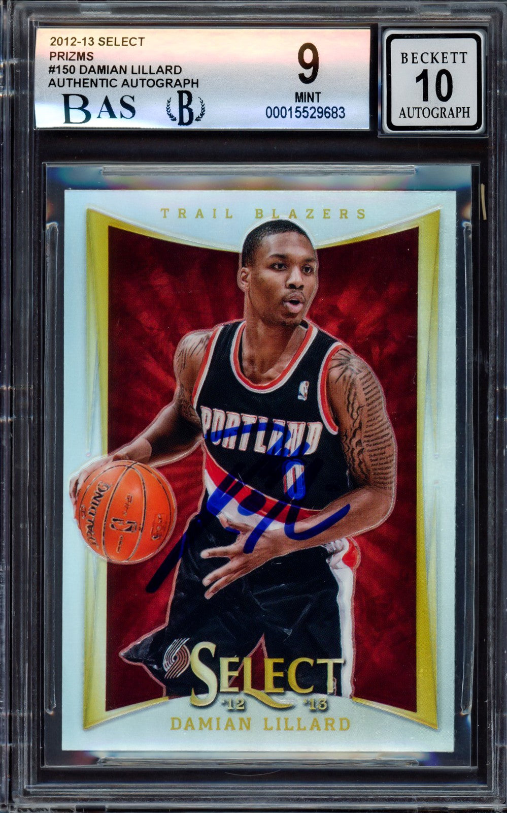 Damian Lillard Auto Signed 2012-13 Select Prizms RC 150 BGS 9 Sig 10 Beckett