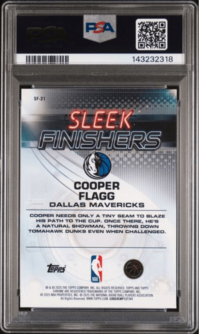 Graded 2025 Topps Chrome Cooper Flagg #SF21 Finishers Card PSA 10