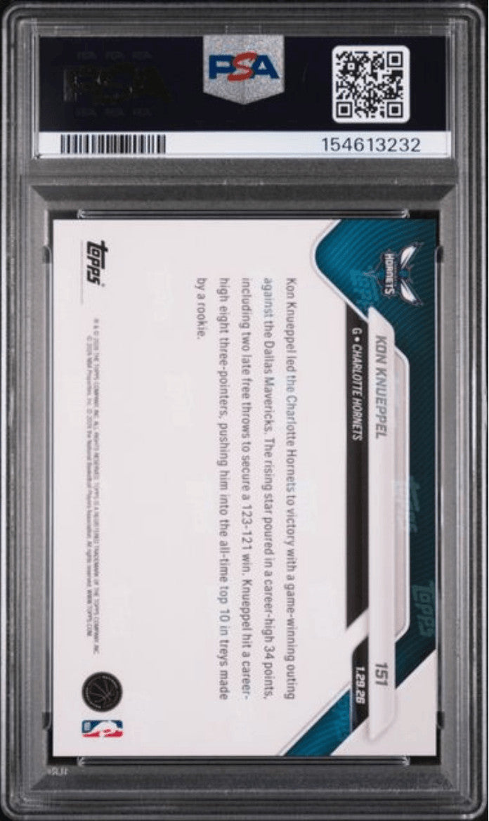 Graded 2025 Topps Now Kon Knueppel #151 Rookie RC Basketball Card PSA 10