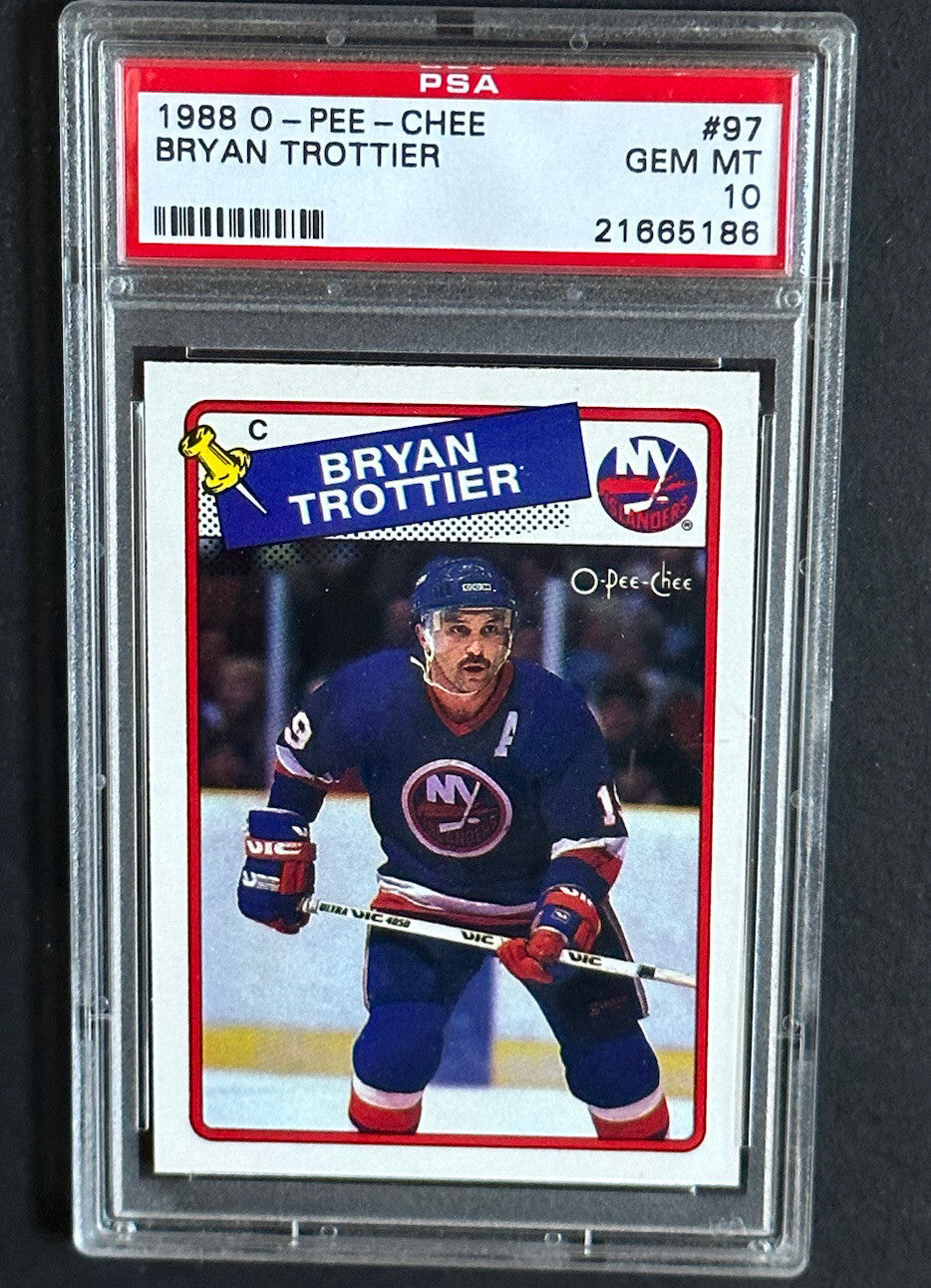 1988 O-PEE-CHEE #97 BRYAN TROTTIER Opc ISLANDERS HOF PSA 10 Gem Mint Beauty