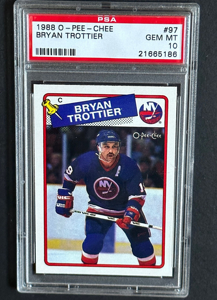 1988 O-PEE-CHEE #97 BRYAN TROTTIER Opc ISLANDERS HOF PSA 10 Gem Mint Beauty