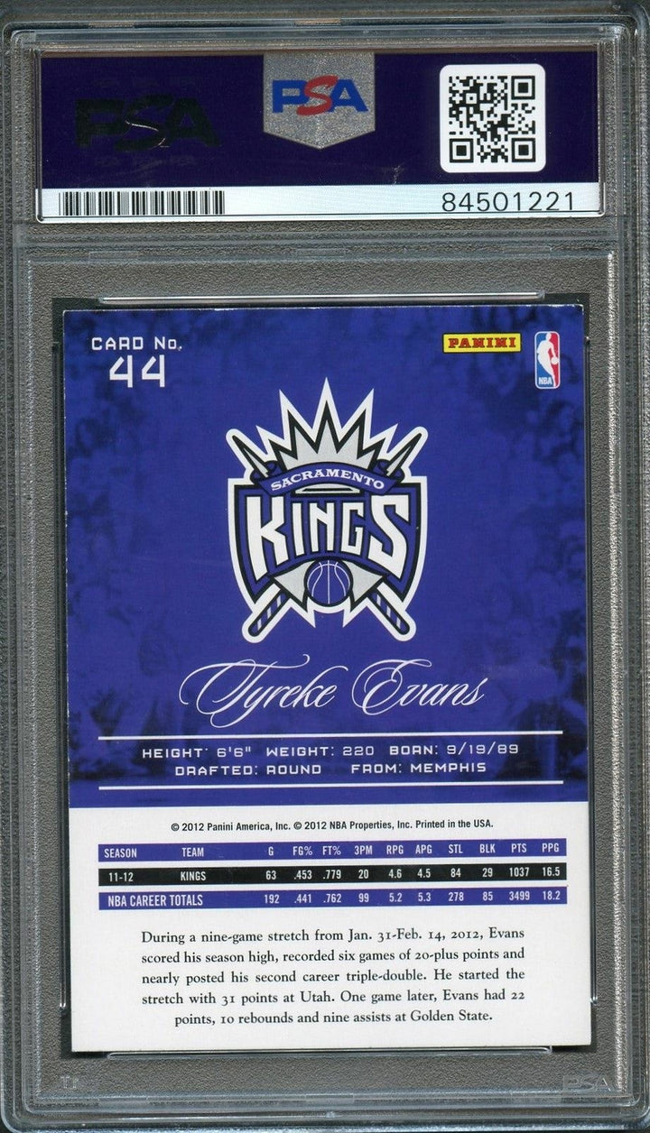2012-13 Panini Prestige #44 Tyreke Evans Signed Card AUTO PSA Slabbed Kings