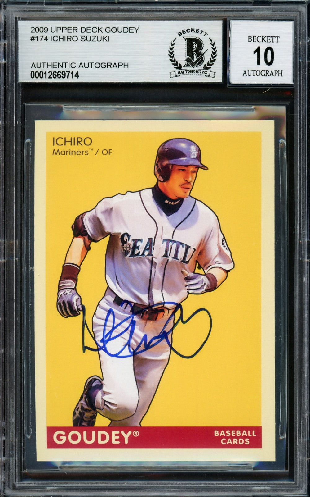 Ichiro Suzuki Signed 2009 Upper Deck Goudey Card 174 Mariners Auto GM 10 Beckett