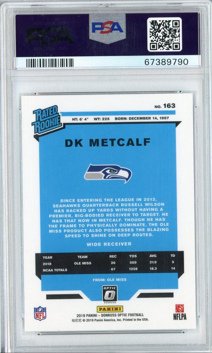 Graded 2019 Panini Donruss Optic DK Metcalf #163 Rookie RC Card PSA 10