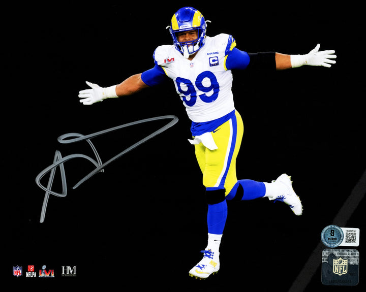 Aaron Donald Signed Framed 8x10 Photo Los Angeles Rams Spotlight Beckett Wit