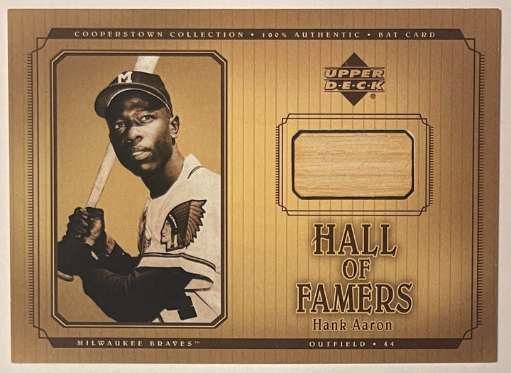 Hank Aaron 2001 Upper Deck Cooperstown Collection Game Used Bat Relic Card #B-HA