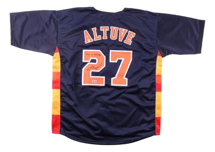 Jose Altuve Houston Signed Navy Baseball Jersey 17 22 WS Champs BAS