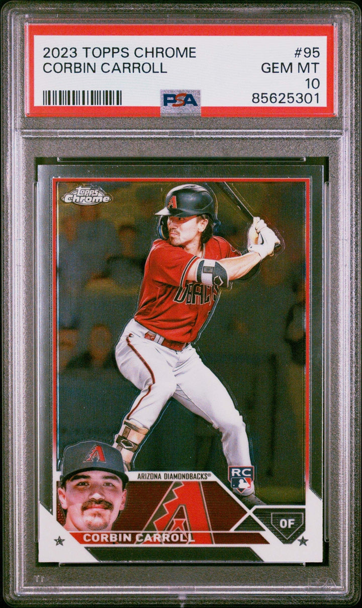 Graded 2023 Topps Chrome Corbin Carroll #95 Rookie RC Baseball Card PSA 10 Gem