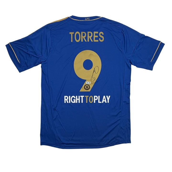 Autographed/Signed Fernando Torres Chelsea FC Blue/Gold Jersey Beckett COA