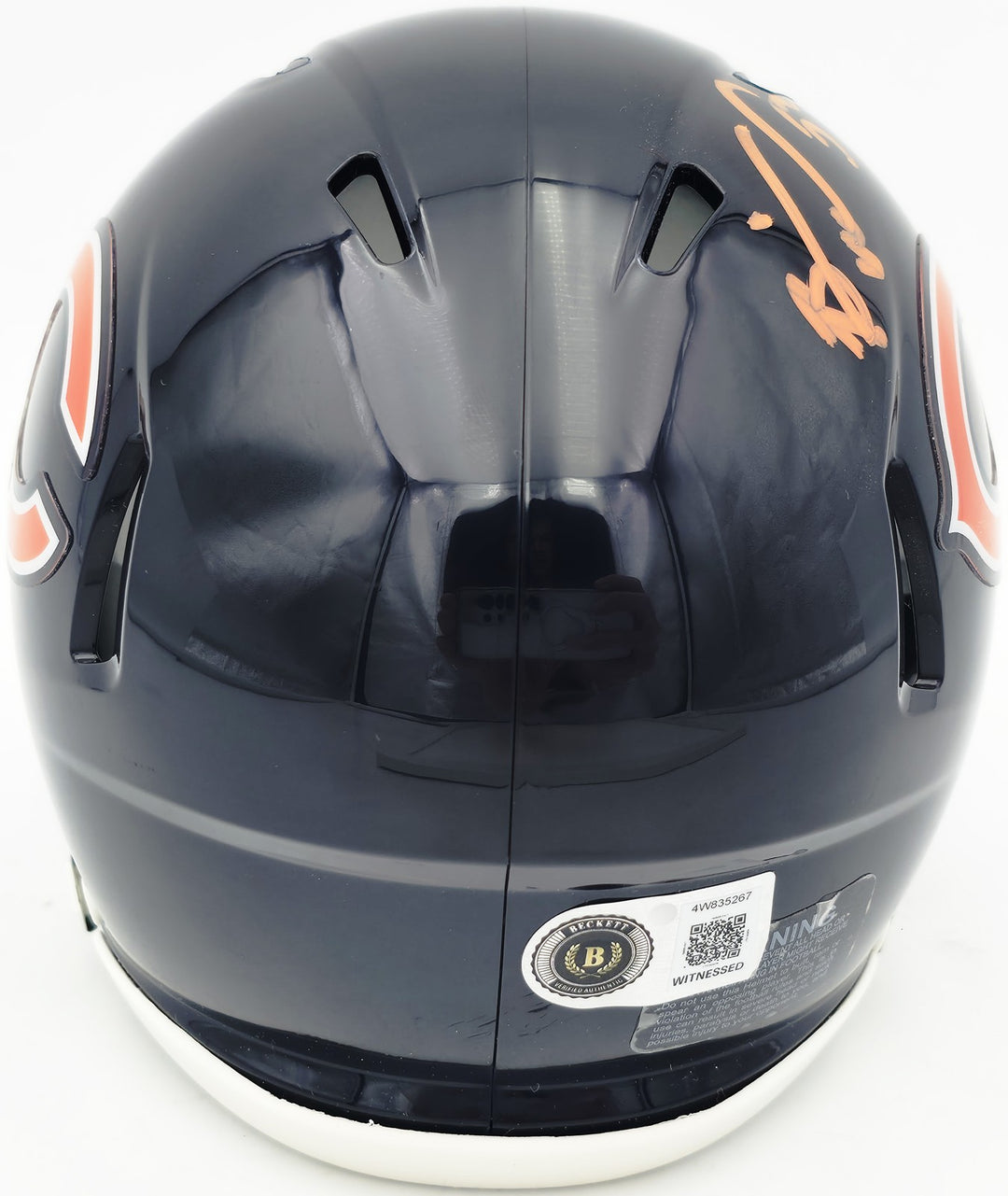 Brian Urlacher Signed Bears Blue Speed Mini Helmet Bear Down BAS Witness