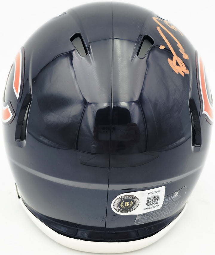 Brian Urlacher Signed Bears Blue Speed Mini Helmet Bear Down BAS Witness
