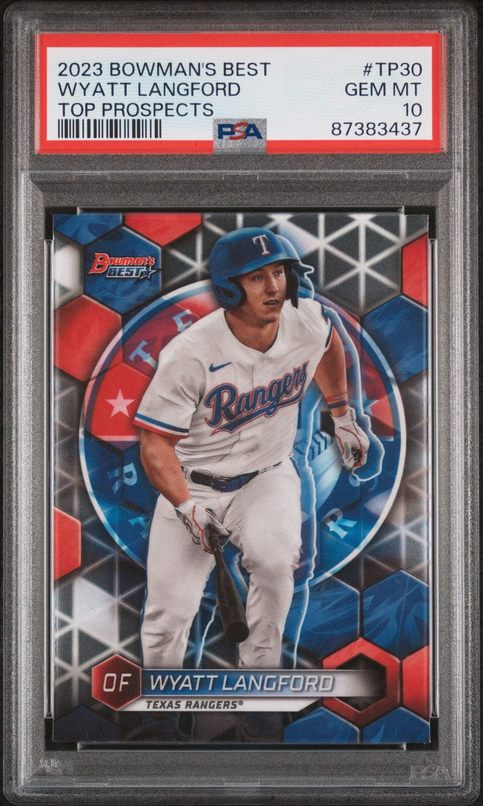 Graded 2023 Bowmans Best Wyatt Langford #555 Top Pros RC Baseball Card PSA 10