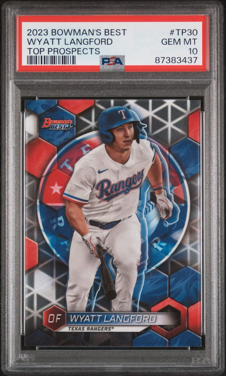 Graded 2023 Bowmans Best Wyatt Langford #555 Top Pros RC Baseball Card PSA 10