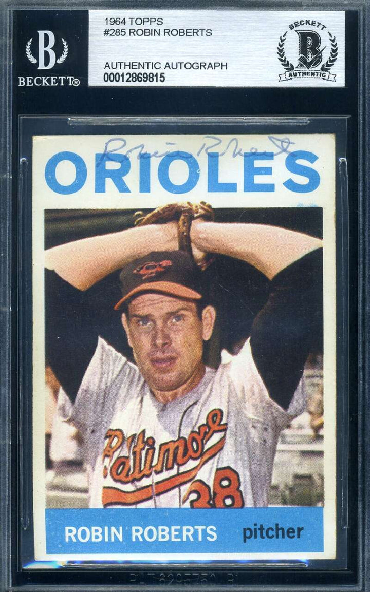 Robin Roberts Beckett Signed 1964 Topps Autograph