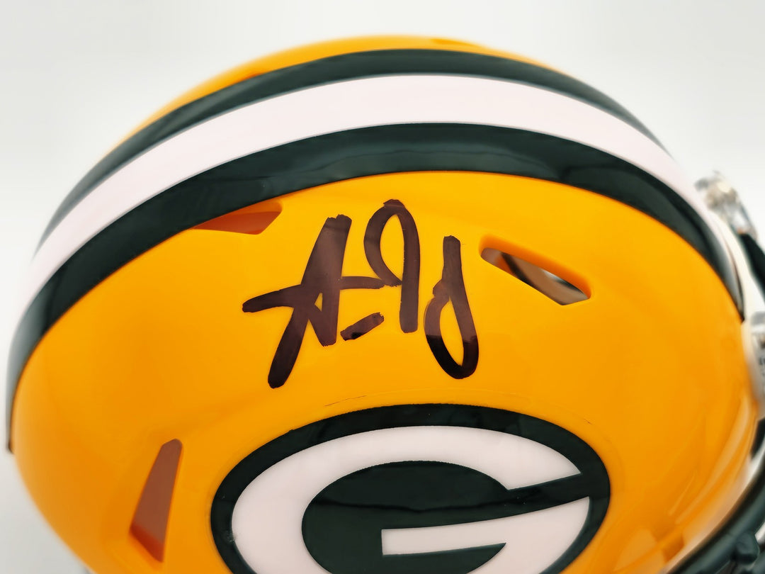 Aaron Jones Signed Green Bay Packers Yellow Speed Mini Helmet Beckett Witness