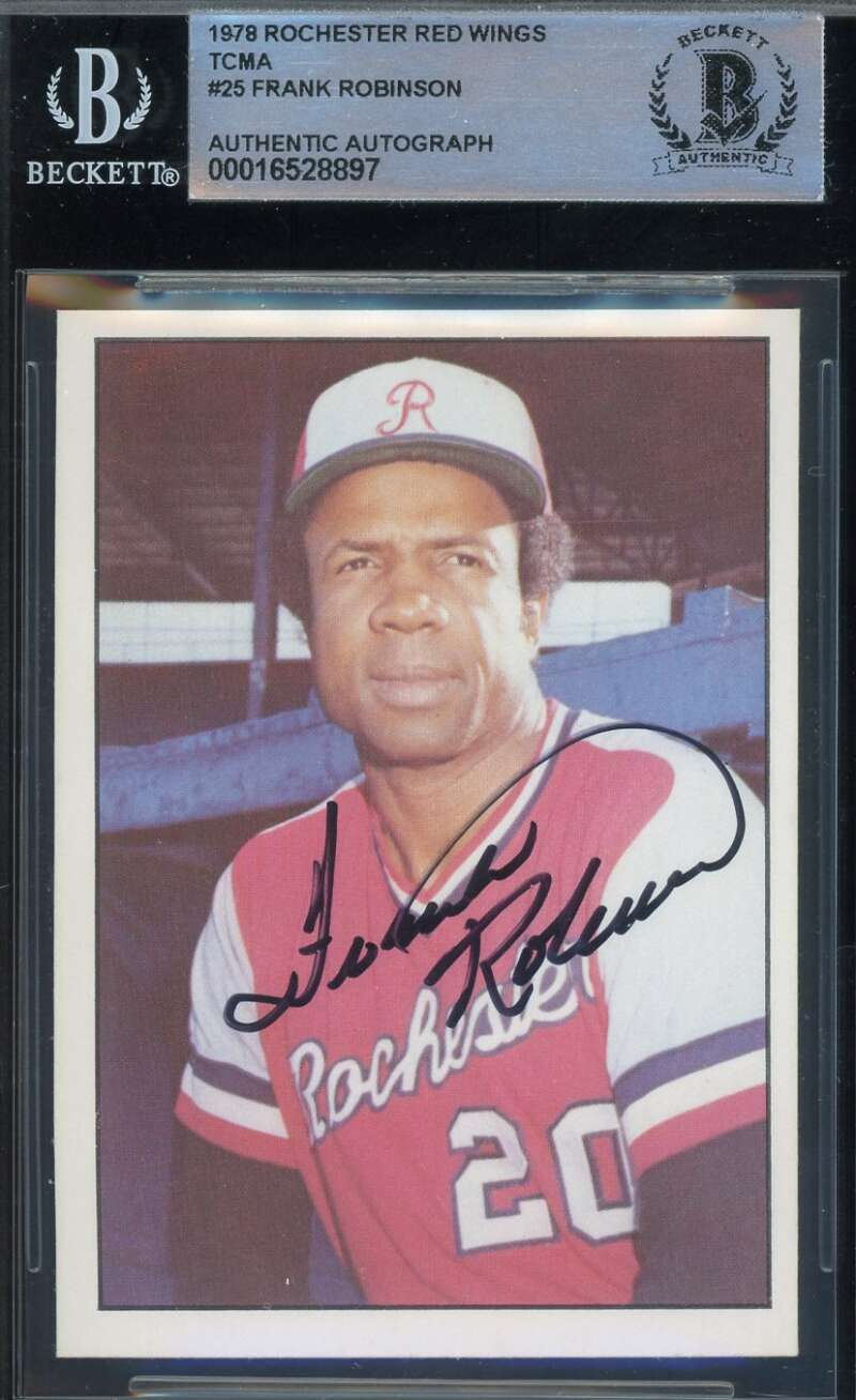 Frank Robinson Beckett BAS Signed Rare 1978 TCMA Rochester Red Wings Autograph