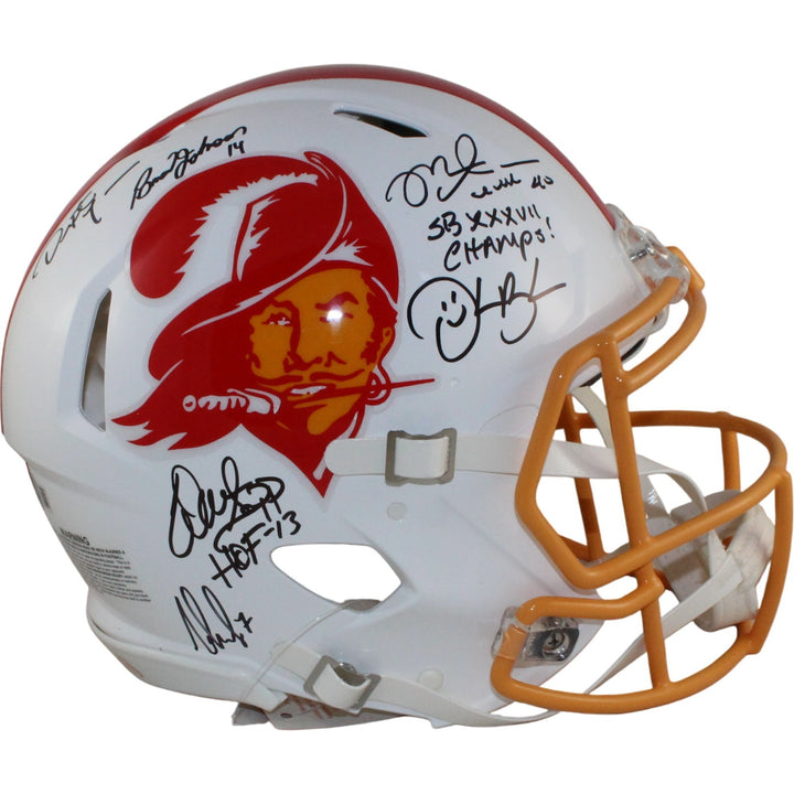 Tampa Bay Buccaneers SB 37 Brooks Sapp +4 Signed Pro TB Helmet Beckett W 54869