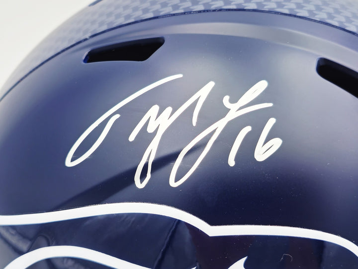 Tyler Lockett Auto Signed Seahawks Blue Full Size Speed Replica Helmet MCS Holo