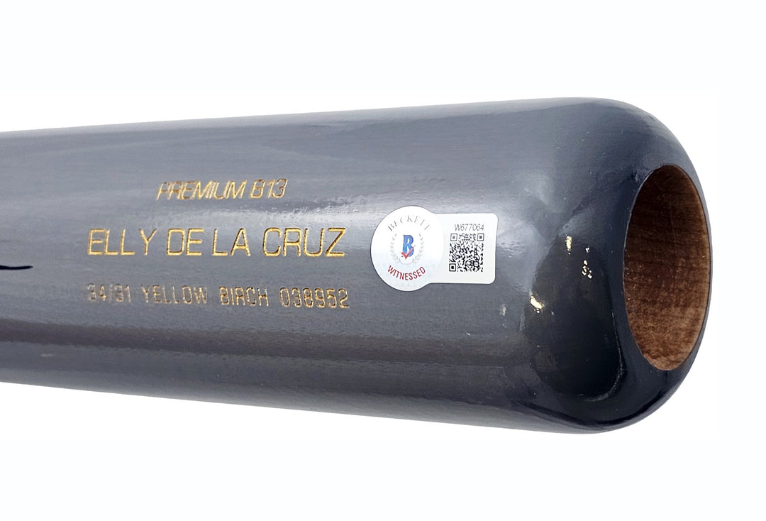 Elly De La Cruz Signed Gray B45 Player Model Bat Cincinnati Reds Beckett Witness