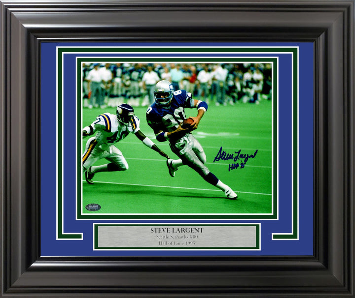 Steve Largent Signed Framed 8x10 Photo Seattle Seahawks "HOF 95" MCS Holo