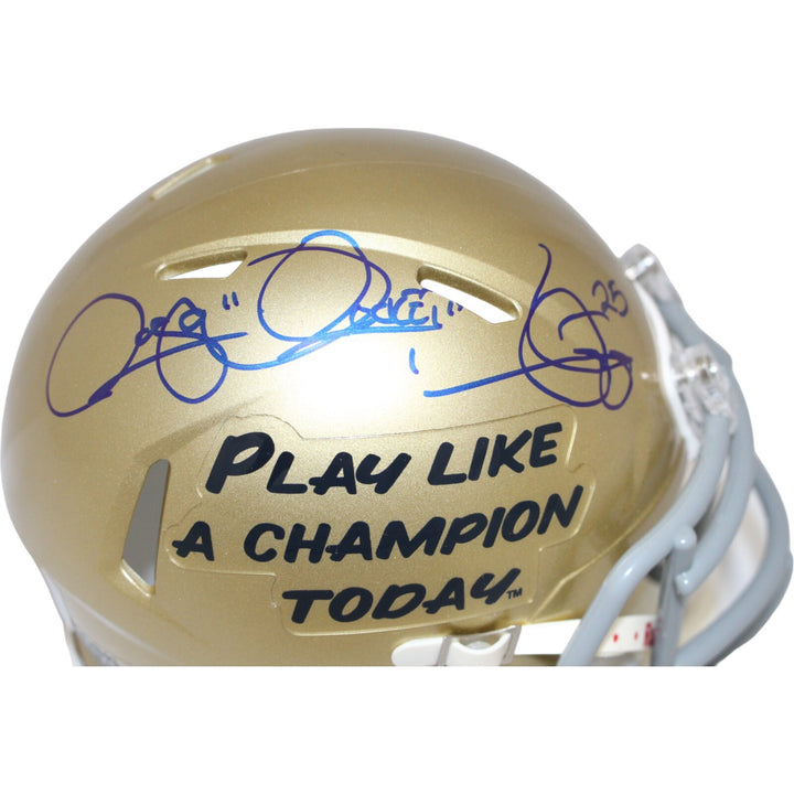 Rocket Ismail Signed Notre Dame Fighting Irish PLAC Mini Helmet Beckett 43028