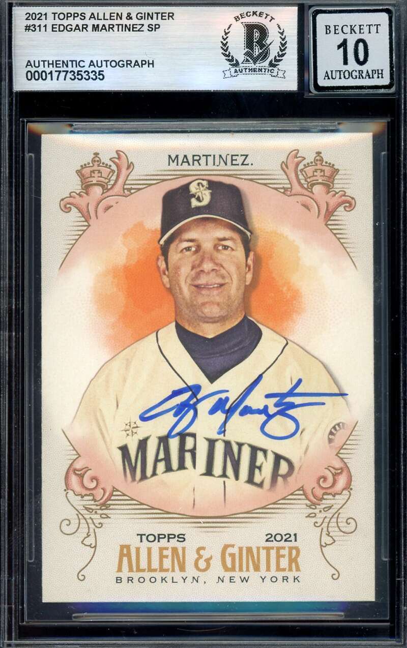 Edgar Martinez Gem Mint 10 Beckett BAS Signed 2021 Topps Allen  Ginter Autograph