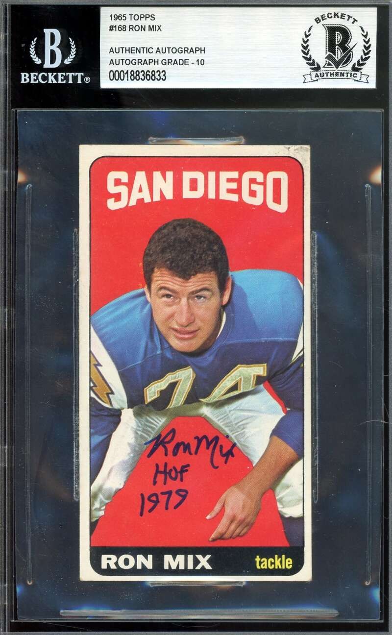 Ron Mix Gem Mint 10 Beckett BAS Signed 1965 Topps Autograph