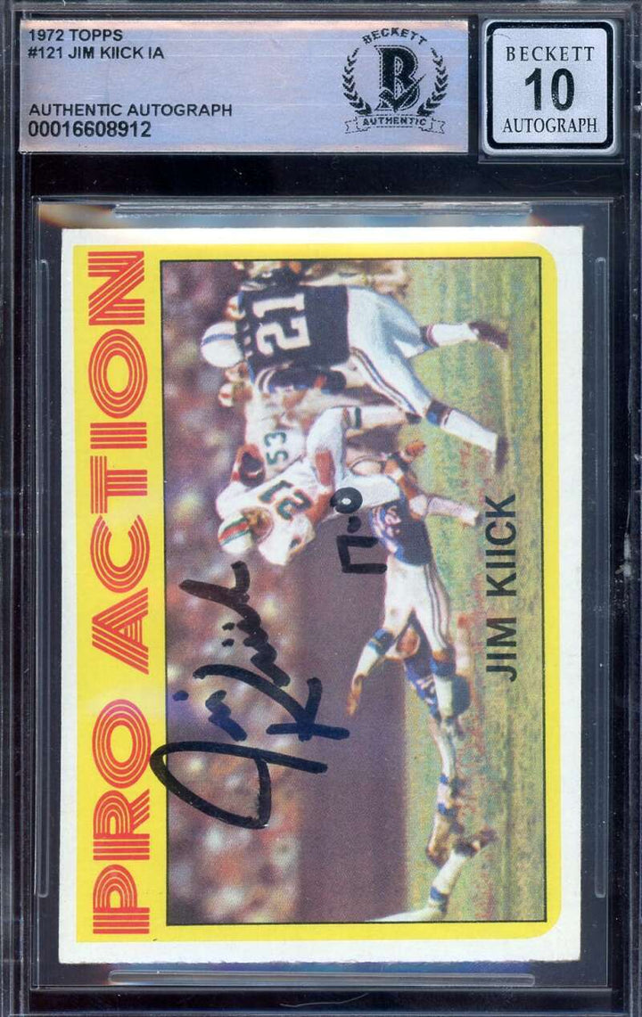 Jim Kiick Gem Mint 10 Beckett BAS Signed 1972 Topps In Action Autograph