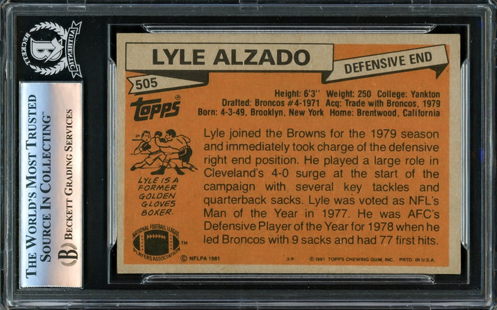 Lyle Alzado Signed 1981 Topps Card #505 Cleveland Browns Beckett BAS #16340013