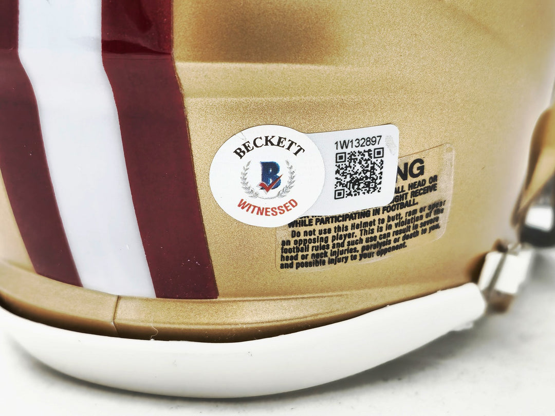 Fred Warner Signed San Francisco 49ers Gold Speed Mini Helmet Beckett Witness