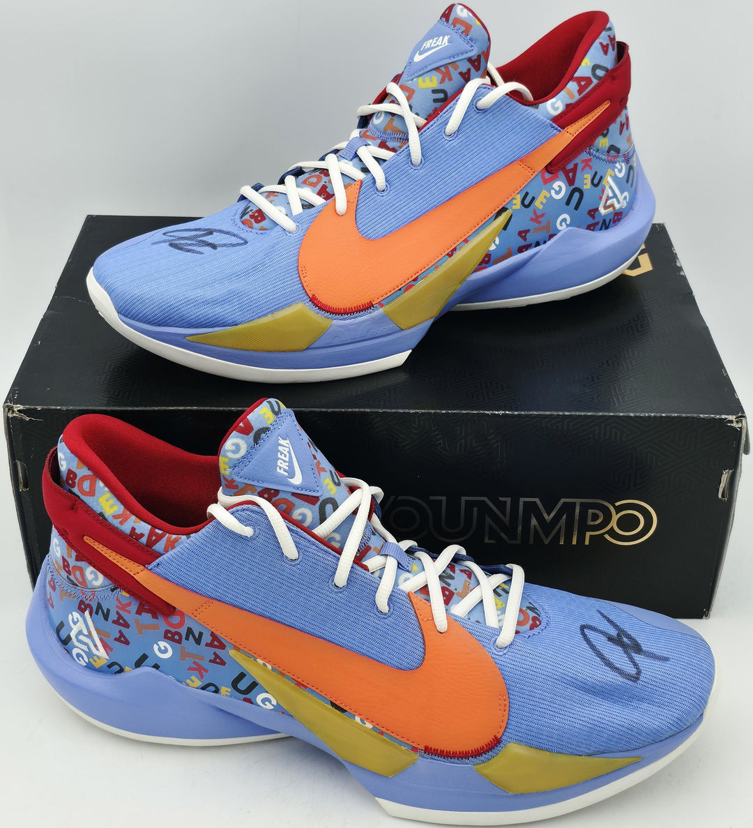 Giannis Signed PE Promo Nike Zoom Freak 3 Shoes Size 16 BAS Witness