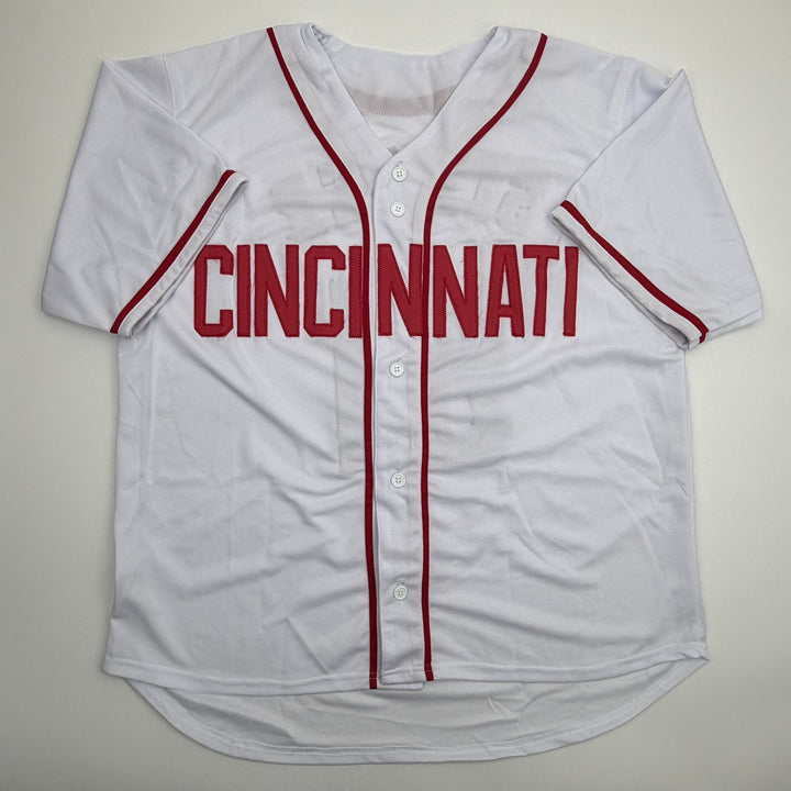 Autographed/Signed Brady Singer Cincinnati White Baseball Jersey Beckett BAS COA
