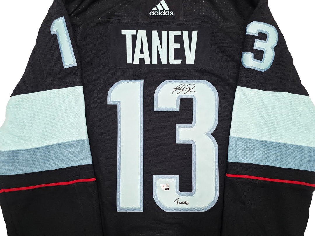 Seattle Kraken Brandon Tanev Auto Blue Adidas Inaugural Season Jersey 54 "Turbo"