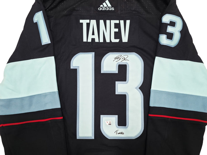 Seattle Kraken Brandon Tanev Auto Blue Adidas Inaugural Season Jersey 54 "Turbo"