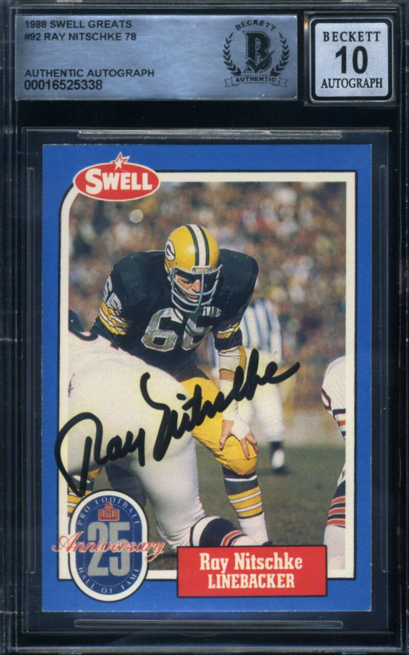 Ray Nitschke Gem Mint 10 Beckett BAS Signed 1988 Swell Greats Autograph