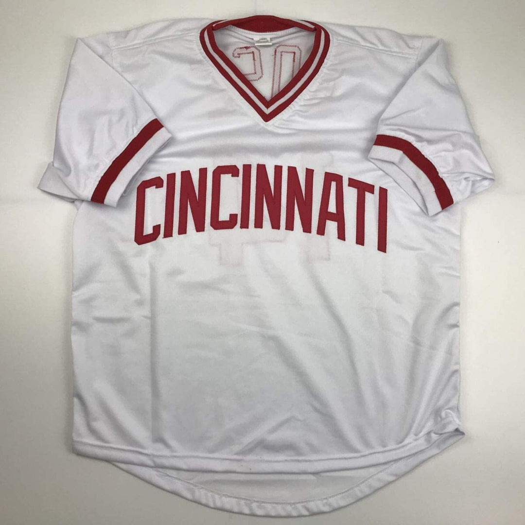 Autographed/Signed Pete Rose Cincinnati White Baseball Jersey JSA COA
