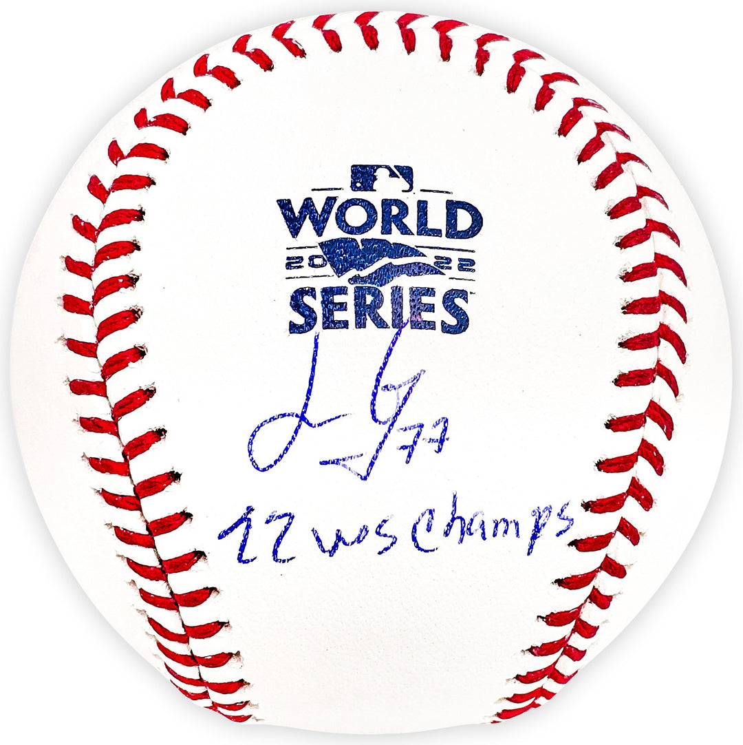 Luis Garcia Signed 2022 WS Logo MLB Baseball Astros "22 WS Champs" Beckett Wit